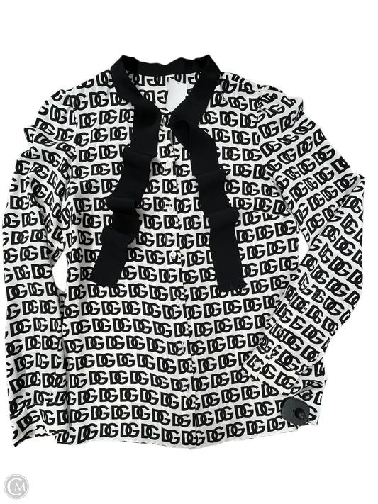 Top Long Sleeve Luxury Designer By Dolce And Gabbana In Black & White, Size: M (38)