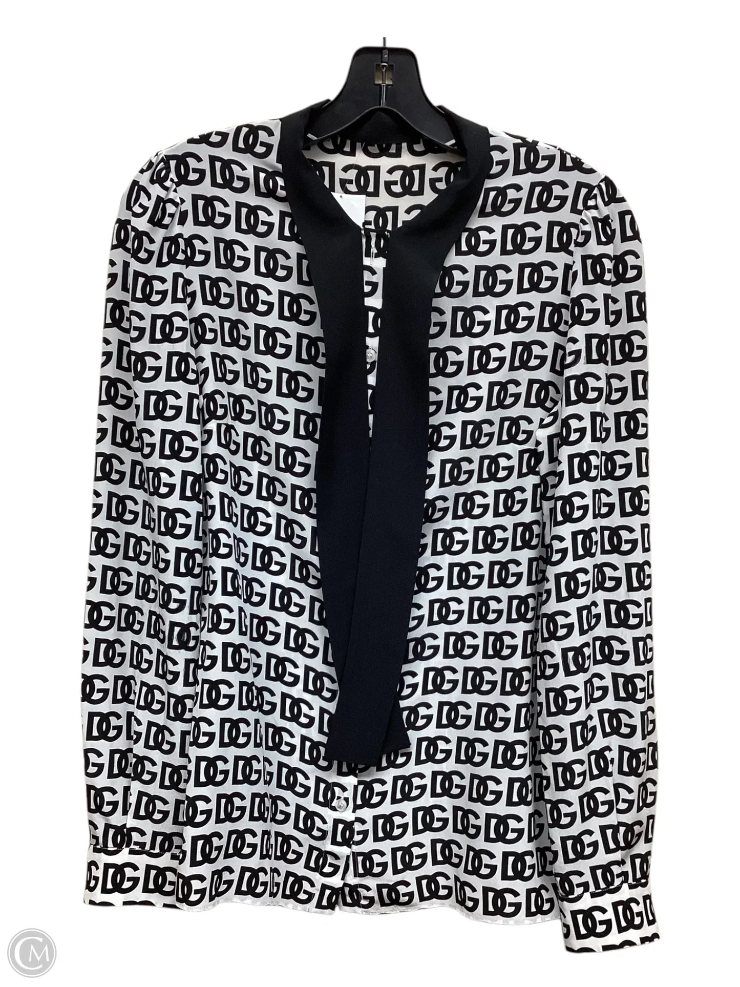 Top Long Sleeve Luxury Designer By Dolce And Gabbana In Black & White, Size: M (38)