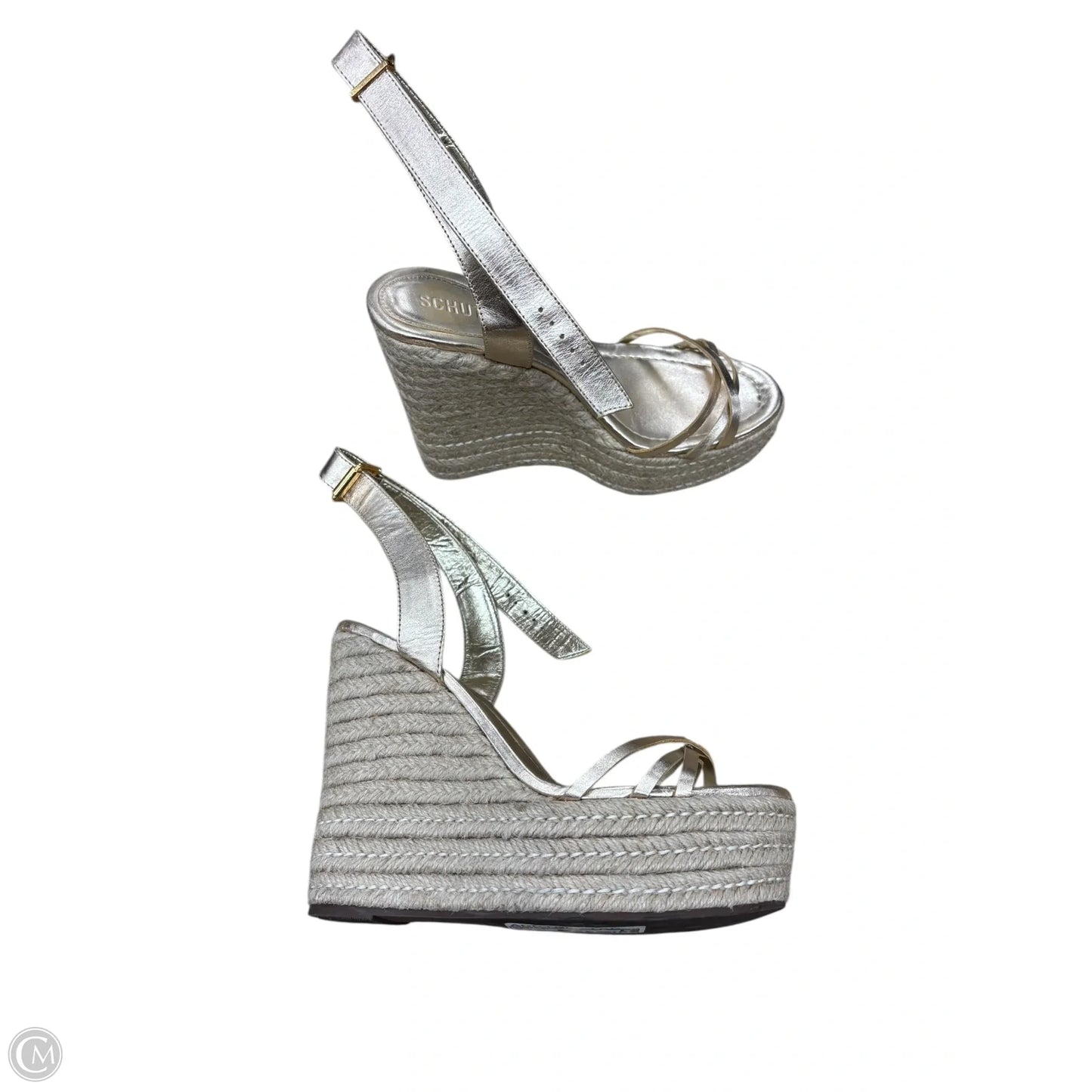 Shoes Heels Wedge By Clothes Mentor In Gold, Size: 8.5