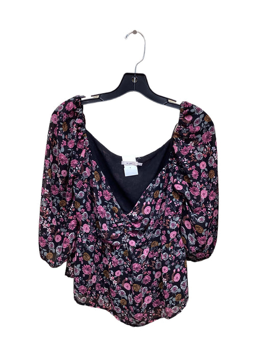 Floral Top Short Sleeve Clothes Mentor, Size L