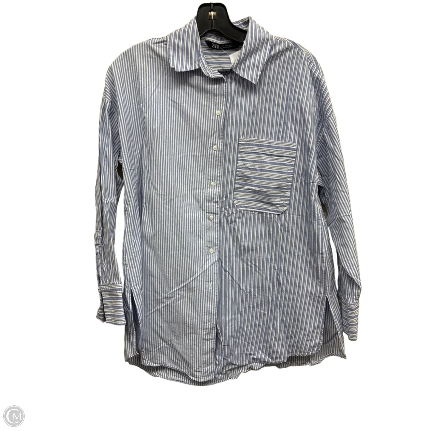 Top Long Sleeve By Zara In Striped Pattern, Size: S