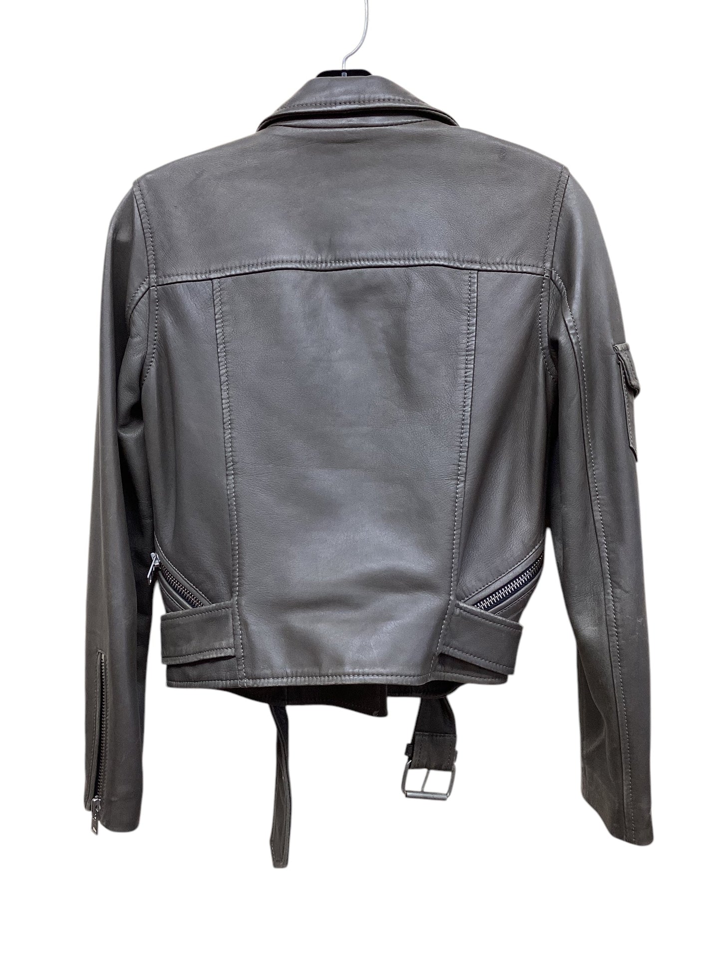 Jacket Leather By All Saints In Grey, Size: 2