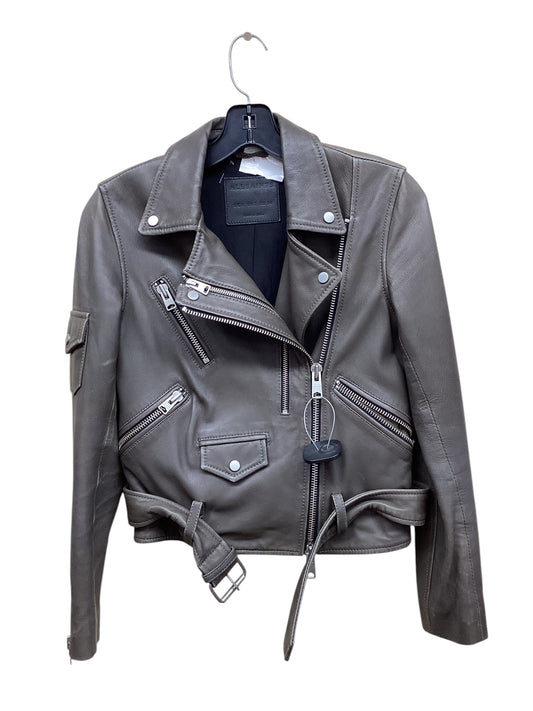 Jacket Leather By All Saints In Grey, Size: 2