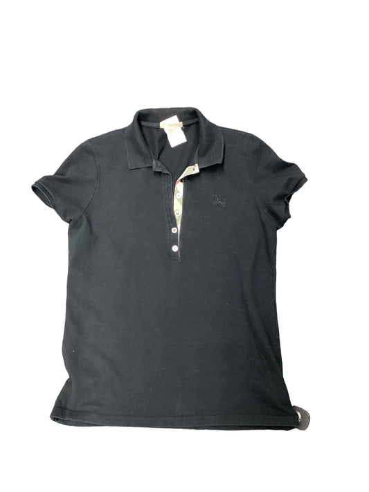 Black Top Short Sleeve Luxury Designer Burberry, Size L