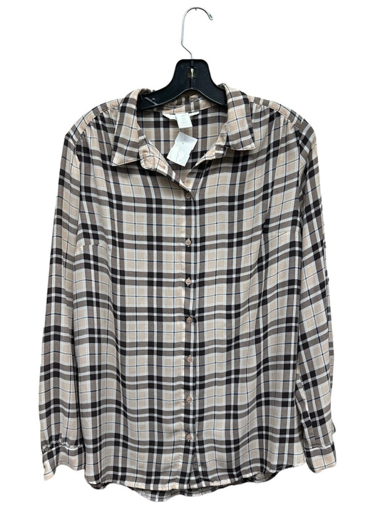 Plaid Pattern Top Long Sleeve H&m, Size M