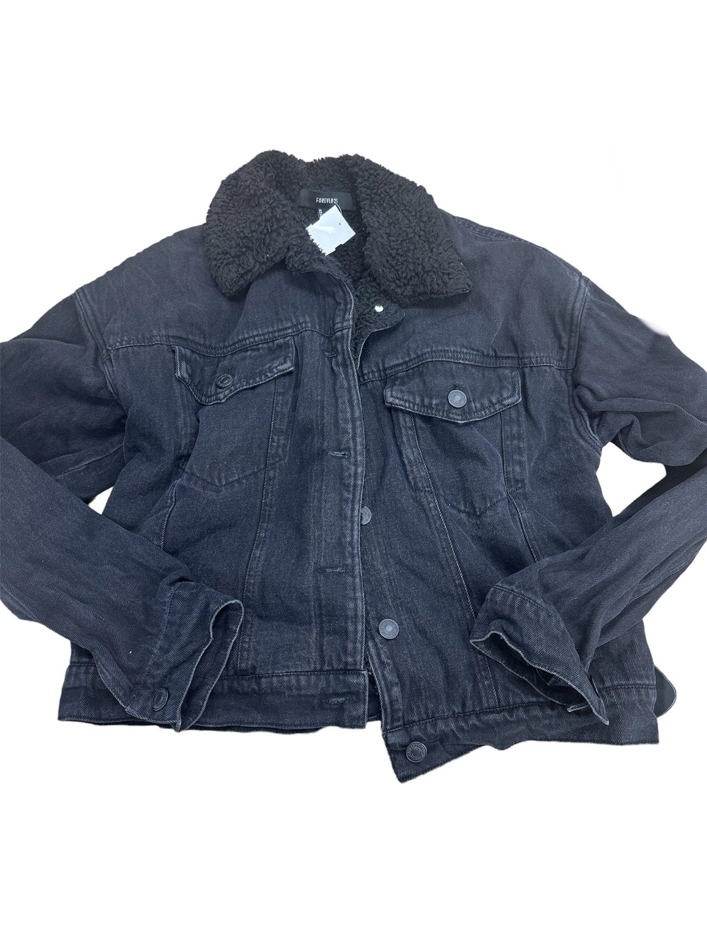 Jacket Denim By Forever 21 In Black, Size: S