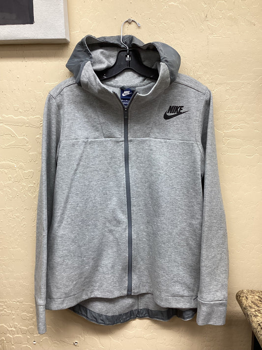 Athletic Jacket By Nike In Grey, Size: M