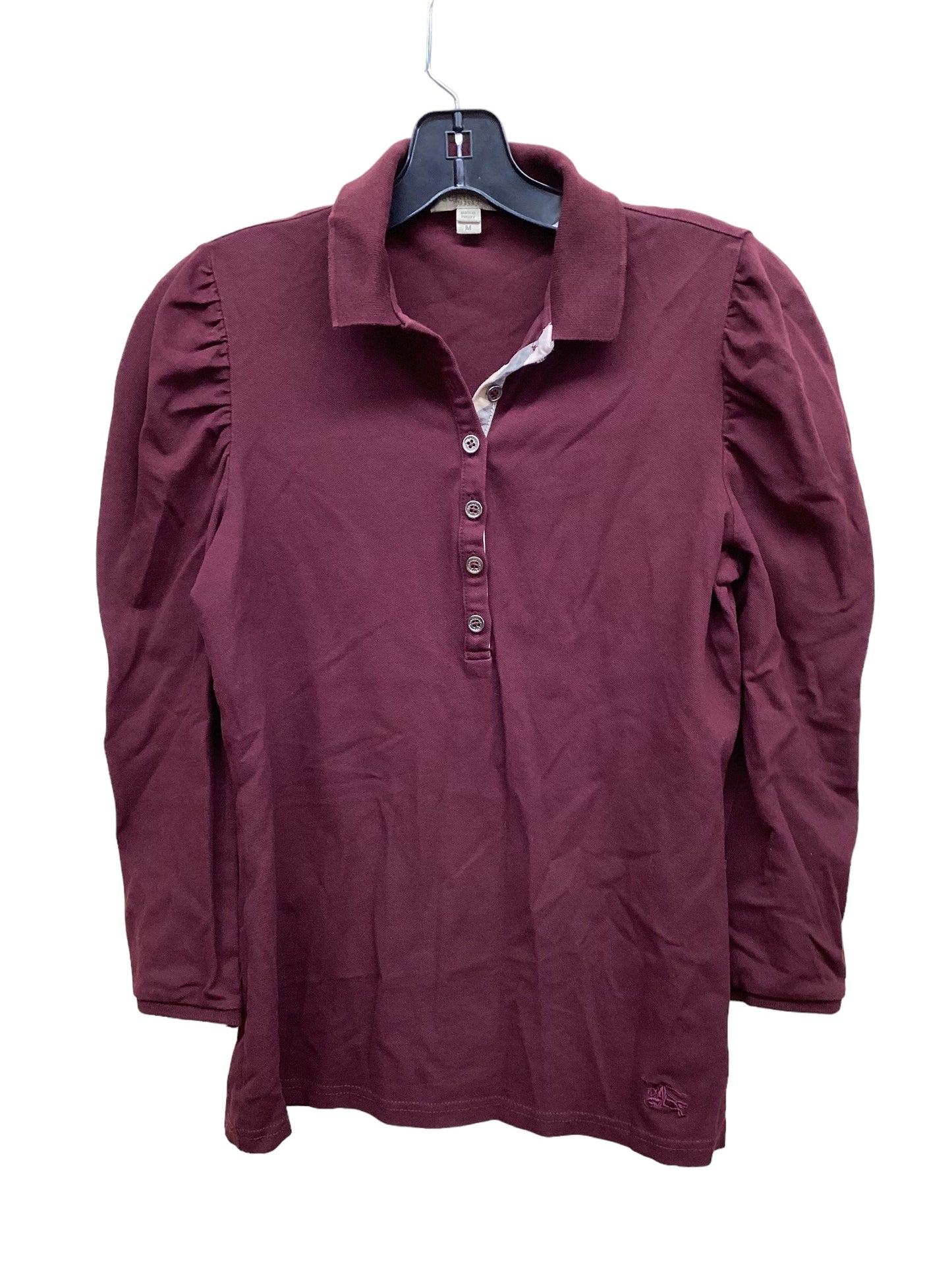 Top Long Sleeve By Burberry In Purple, Size: M