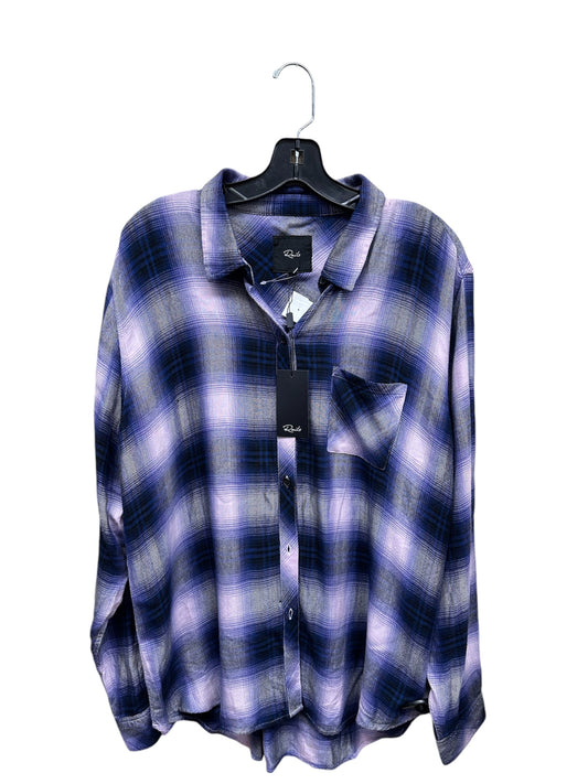 Top Long Sleeve By Rails In Plaid Pattern, Size: L