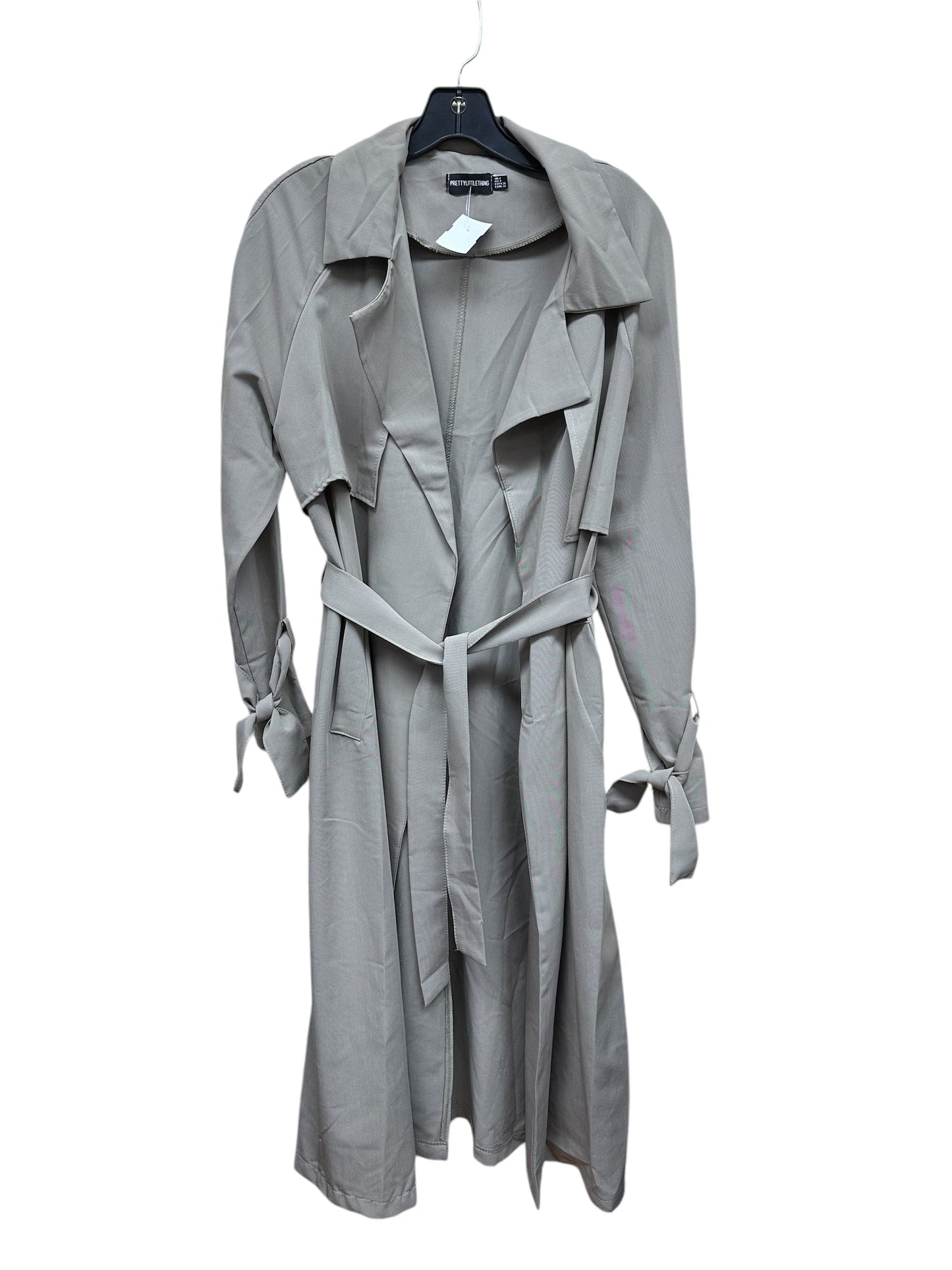 Coat Trench Coat By Pretty Little Thing In Grey, Size: S