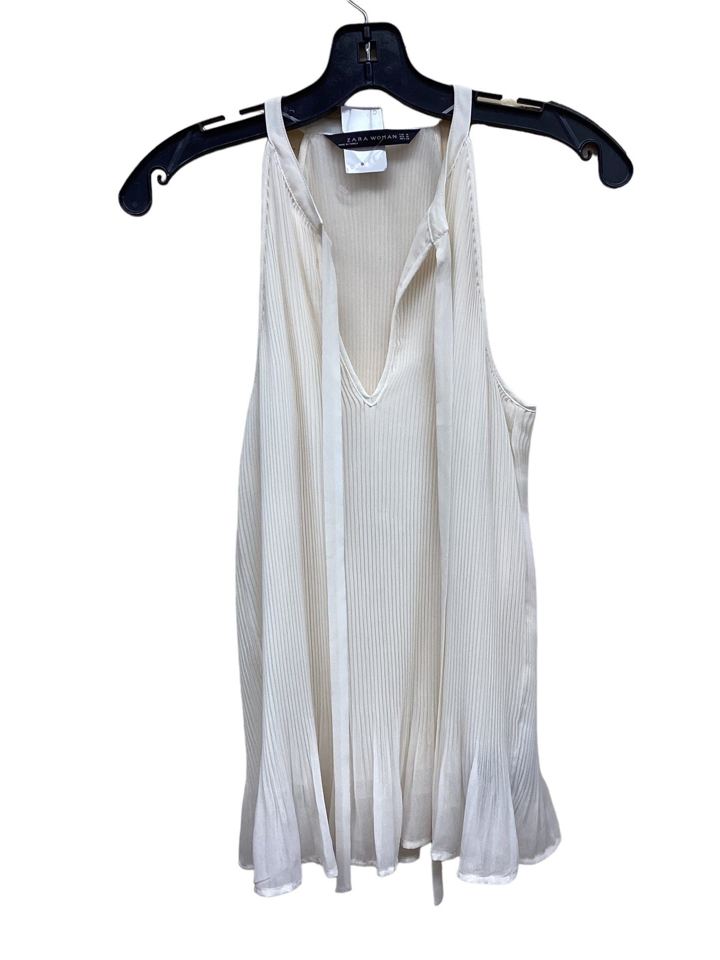 Top Sleeveless By Zara In Cream, Size: M