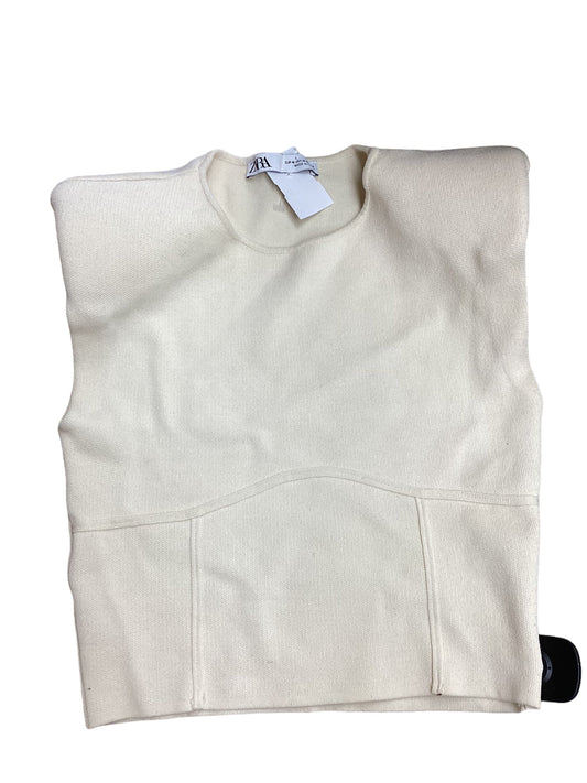 Top Sleeveless By Zara In Cream, Size: M