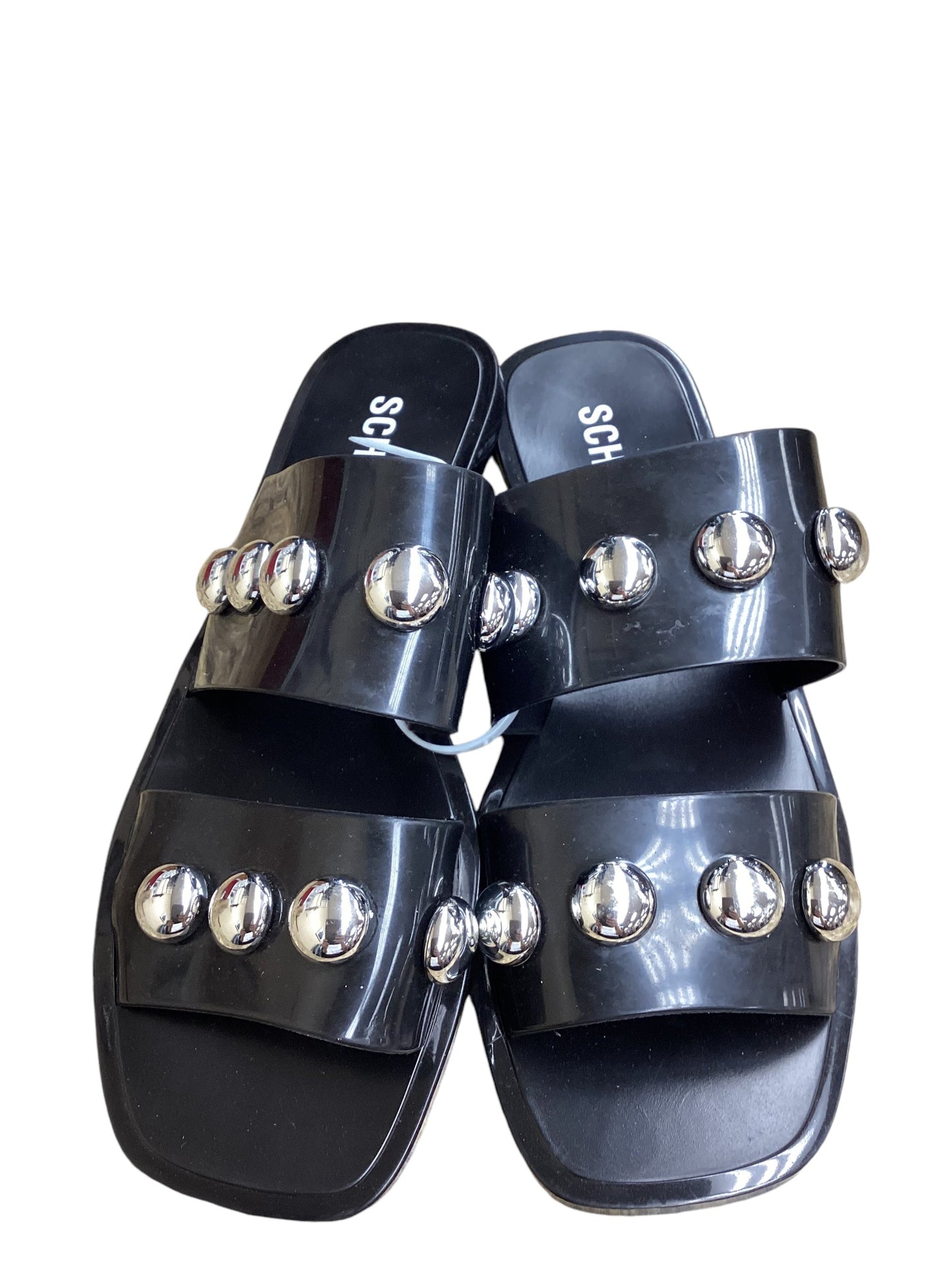 Sandals Flats By Clothes Mentor In Black & Silver, Size: 7