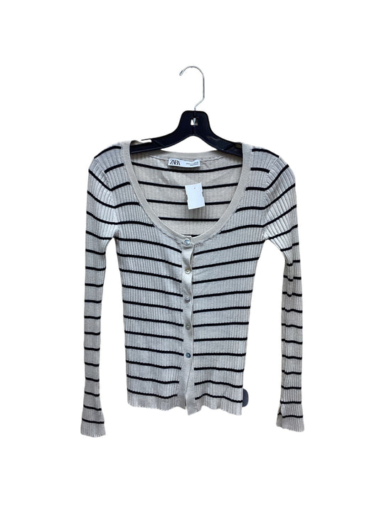 Top Long Sleeve By Zara In Black & Cream, Size: M