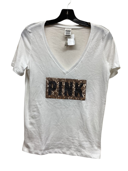 Top Short Sleeve By Pink In White, Size: S