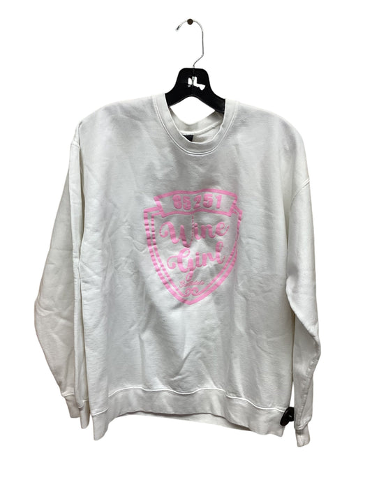 Sweatshirt Crewneck By Clothes Mentor In Pink & White, Size: L