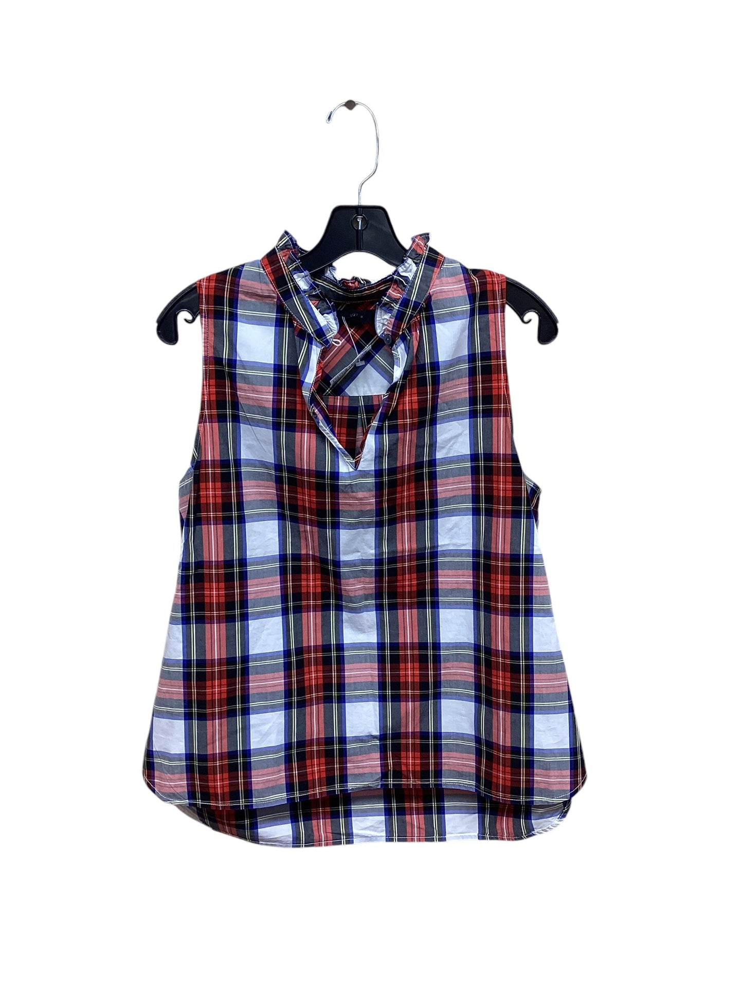 Top Sleeveless By J. Crew In Plaid Pattern, Size: M