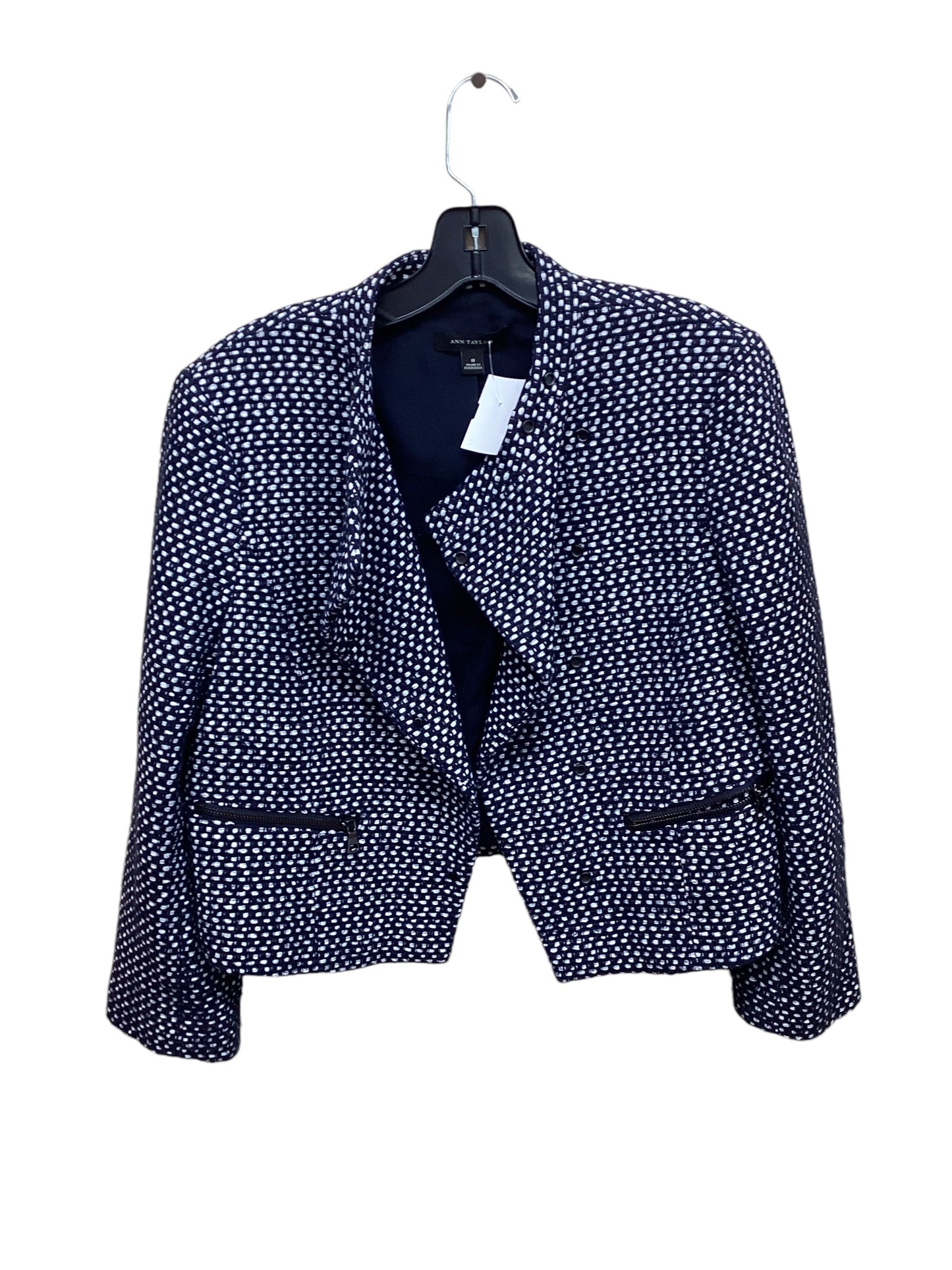 Blazer By Ann Taylor In Blue & White, Size: M