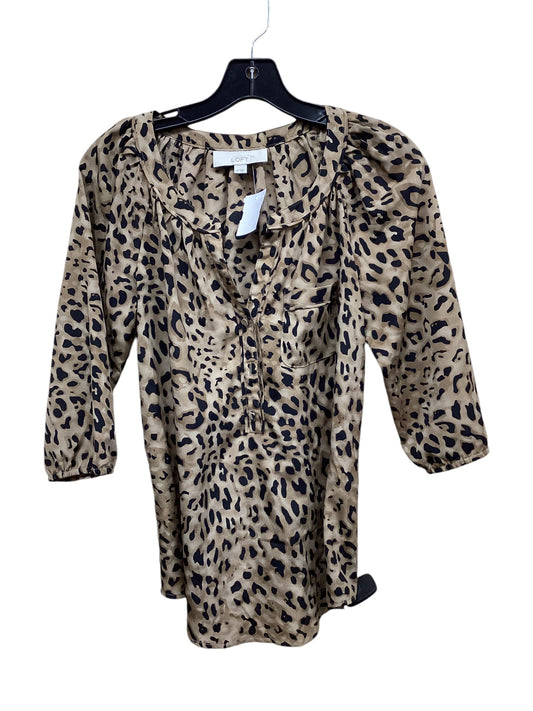 Top Short Sleeve By Loft In Animal Print, Size: Xs