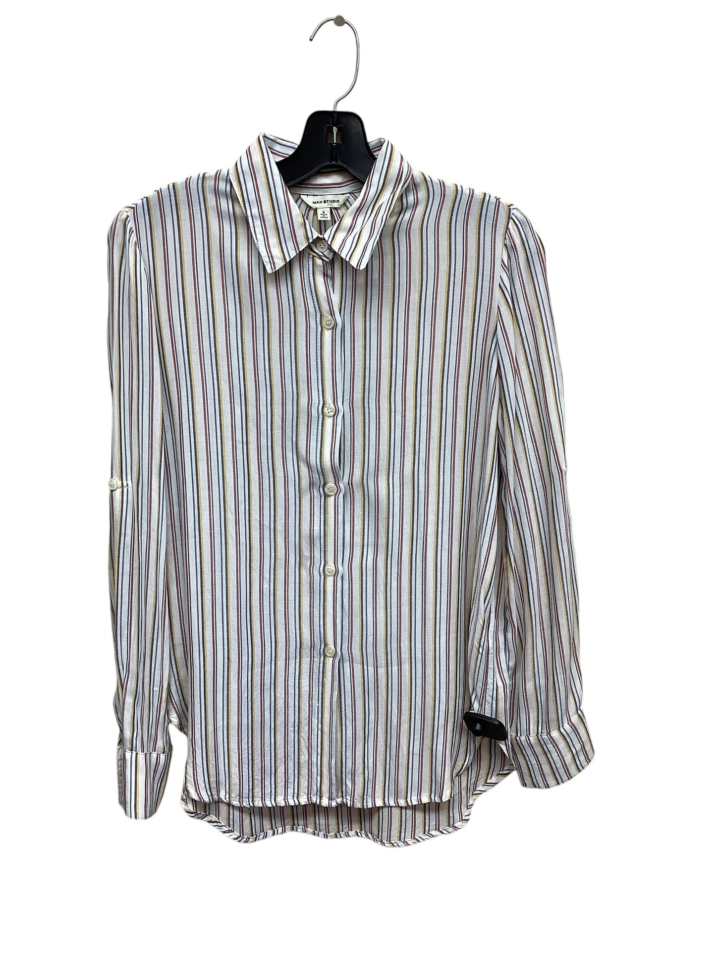 Top Long Sleeve By Max Studio In Striped Pattern, Size: S