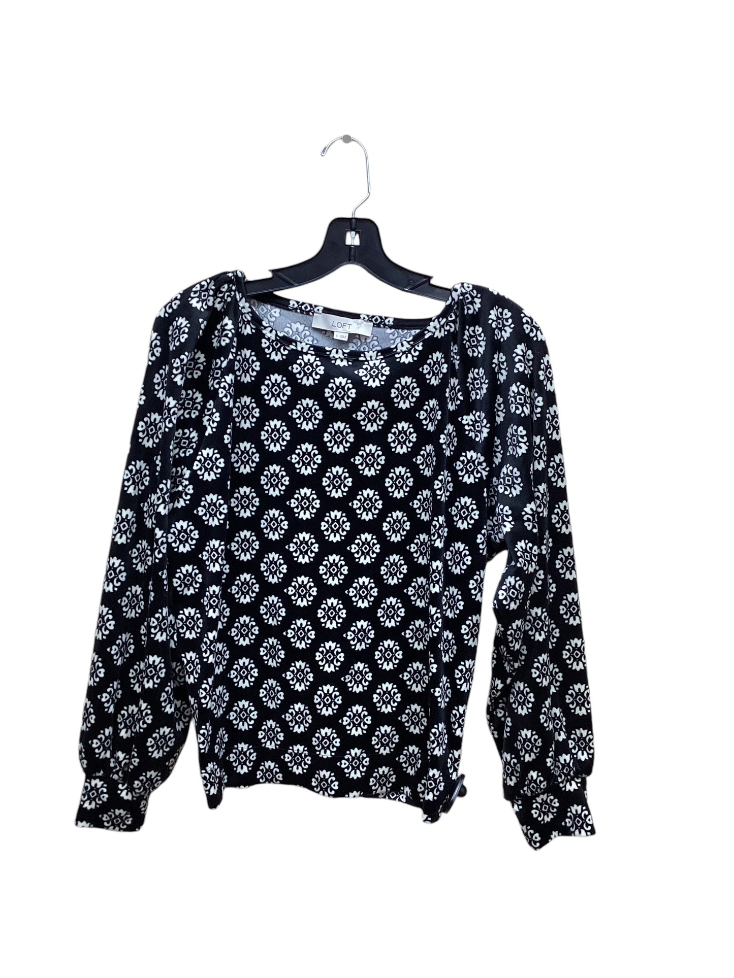 Top Long Sleeve By Loft In Black & White, Size: S