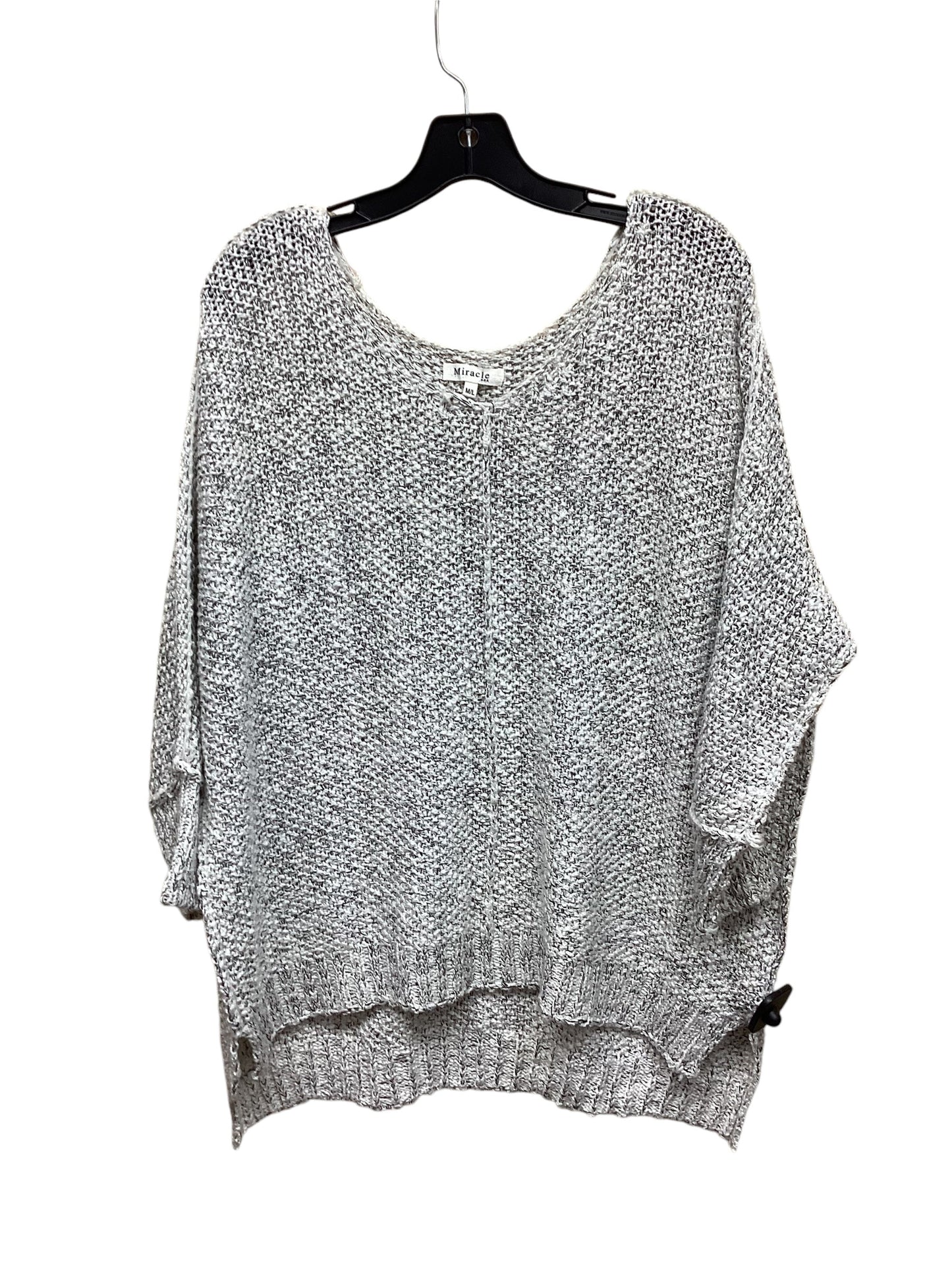 Sweater By Miracle In Black & White, Size: L