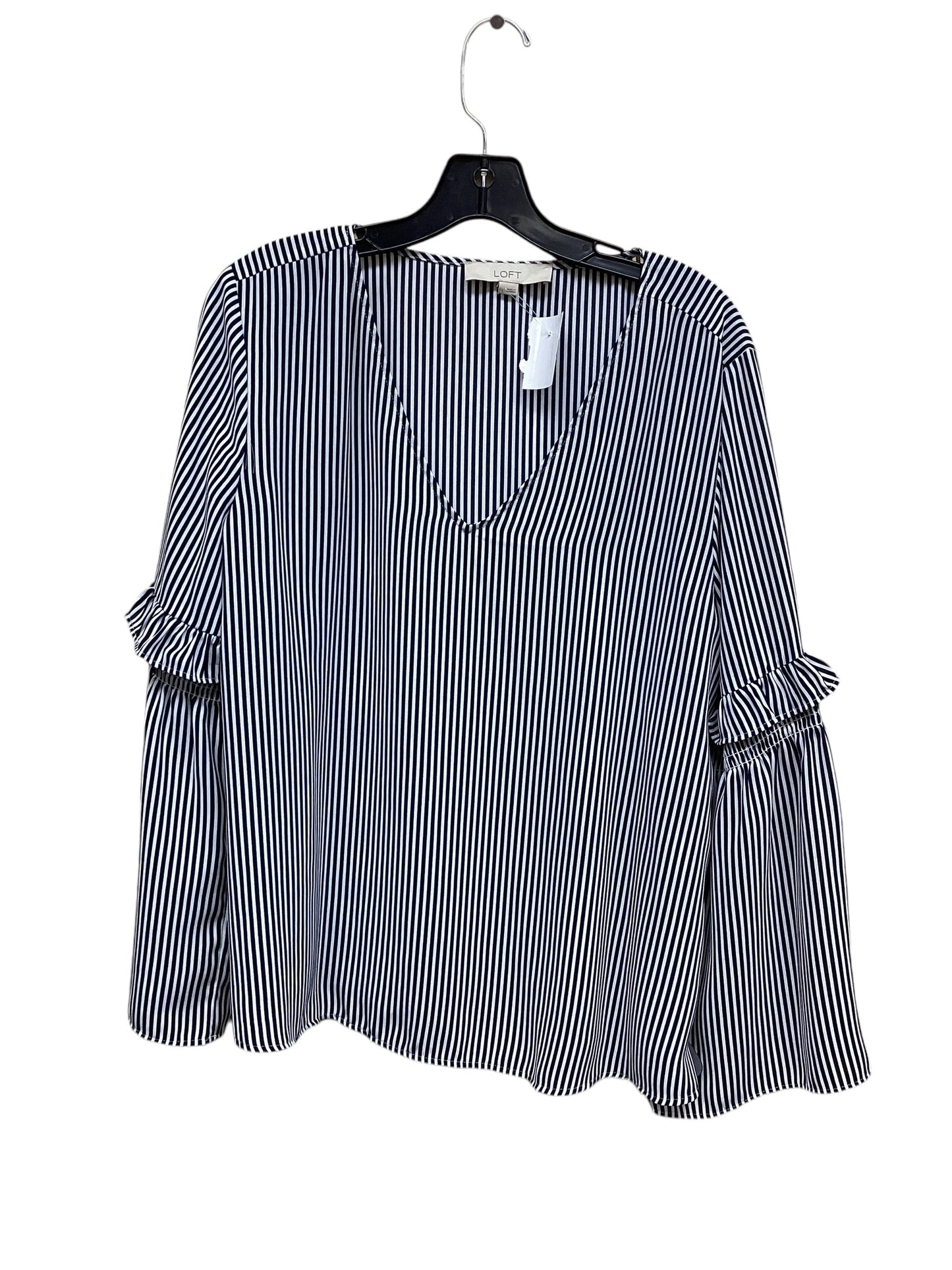 Top Long Sleeve By Loft In Blue & White, Size: Xl