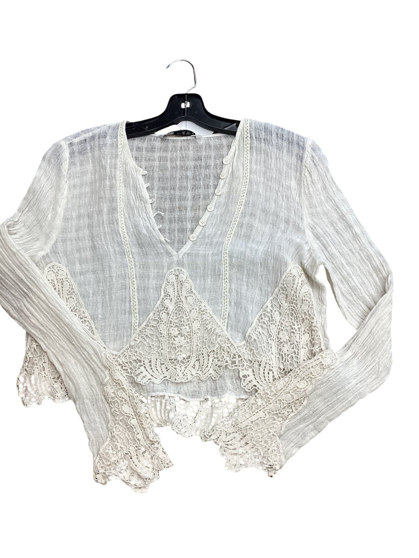 Top Long Sleeve By Zara In White, Size: M