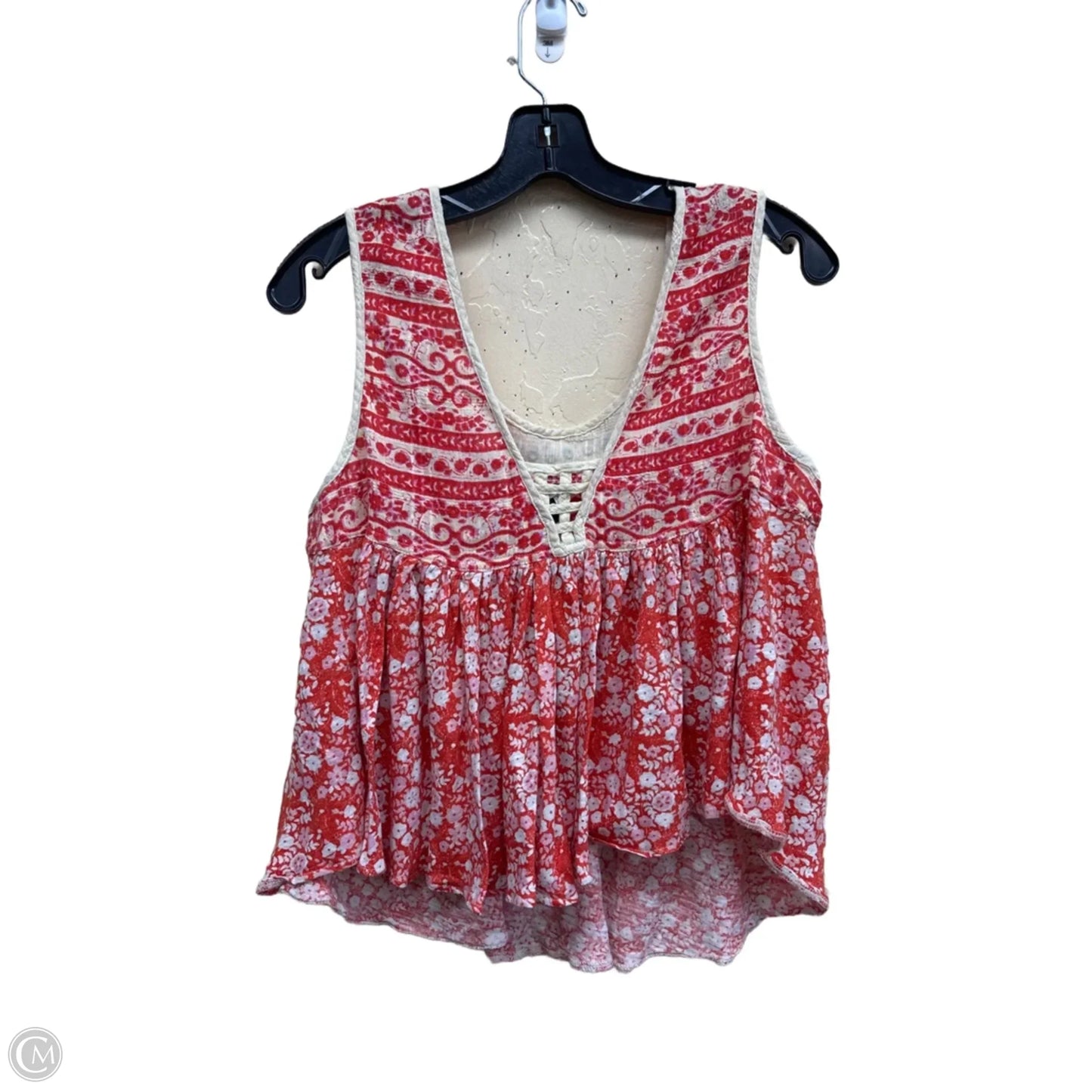 Top Sleeveless By Free People In Red & Tan, Size: M