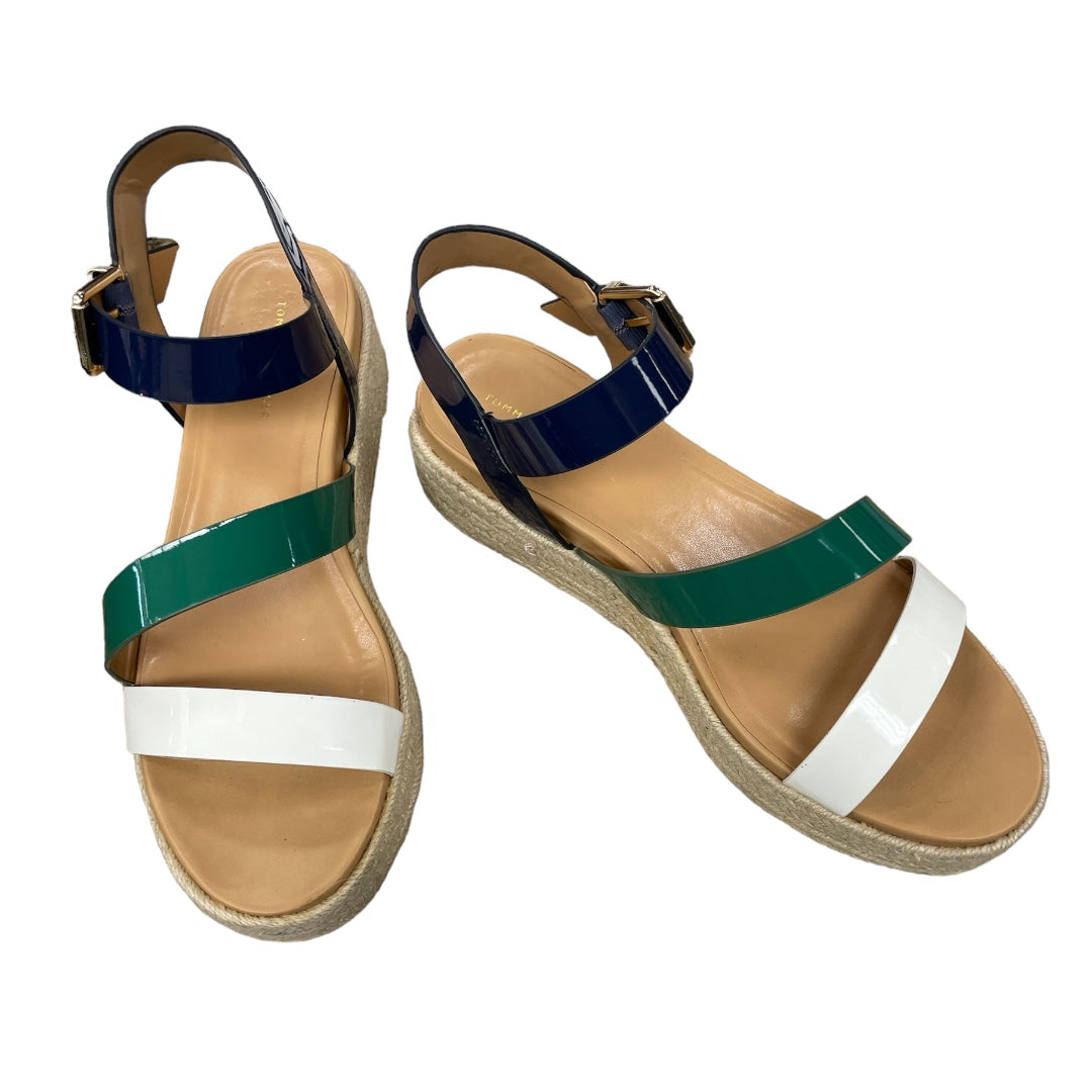 Green & White Sandals Heels Platform Tommy Hilfiger, Size 9