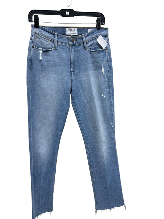 Jeans Straight By Frame In Blue Denim, Size: 4