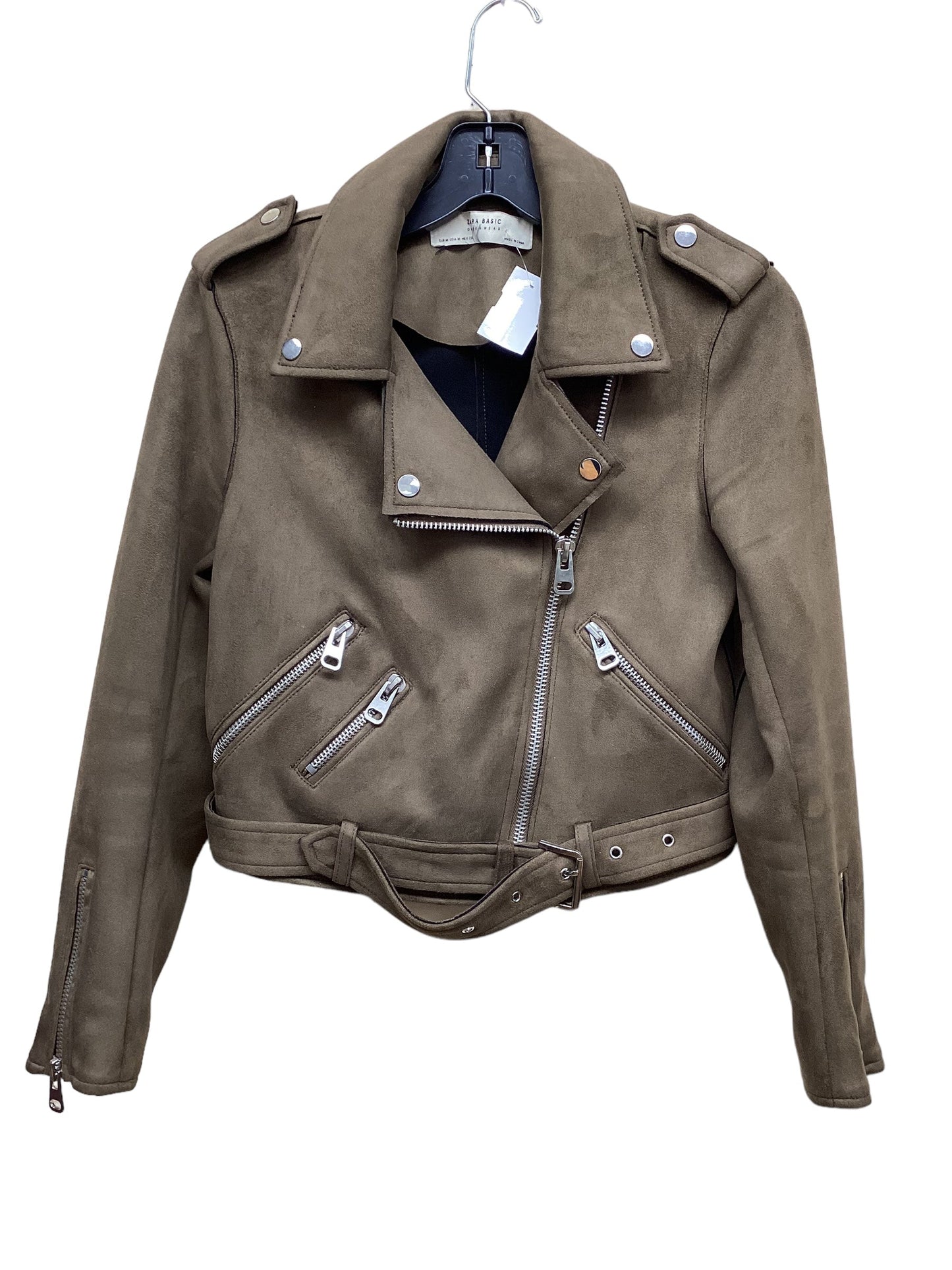 Jacket Moto By Zara In Brown, Size: M