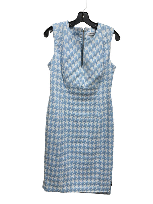 Dress Casual Midi By Calvin Klein In Blue & White, Size: M