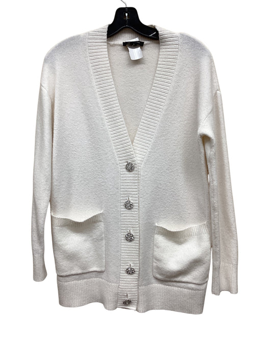 Sweater Cardigan By Ann Taylor In White, Size: M