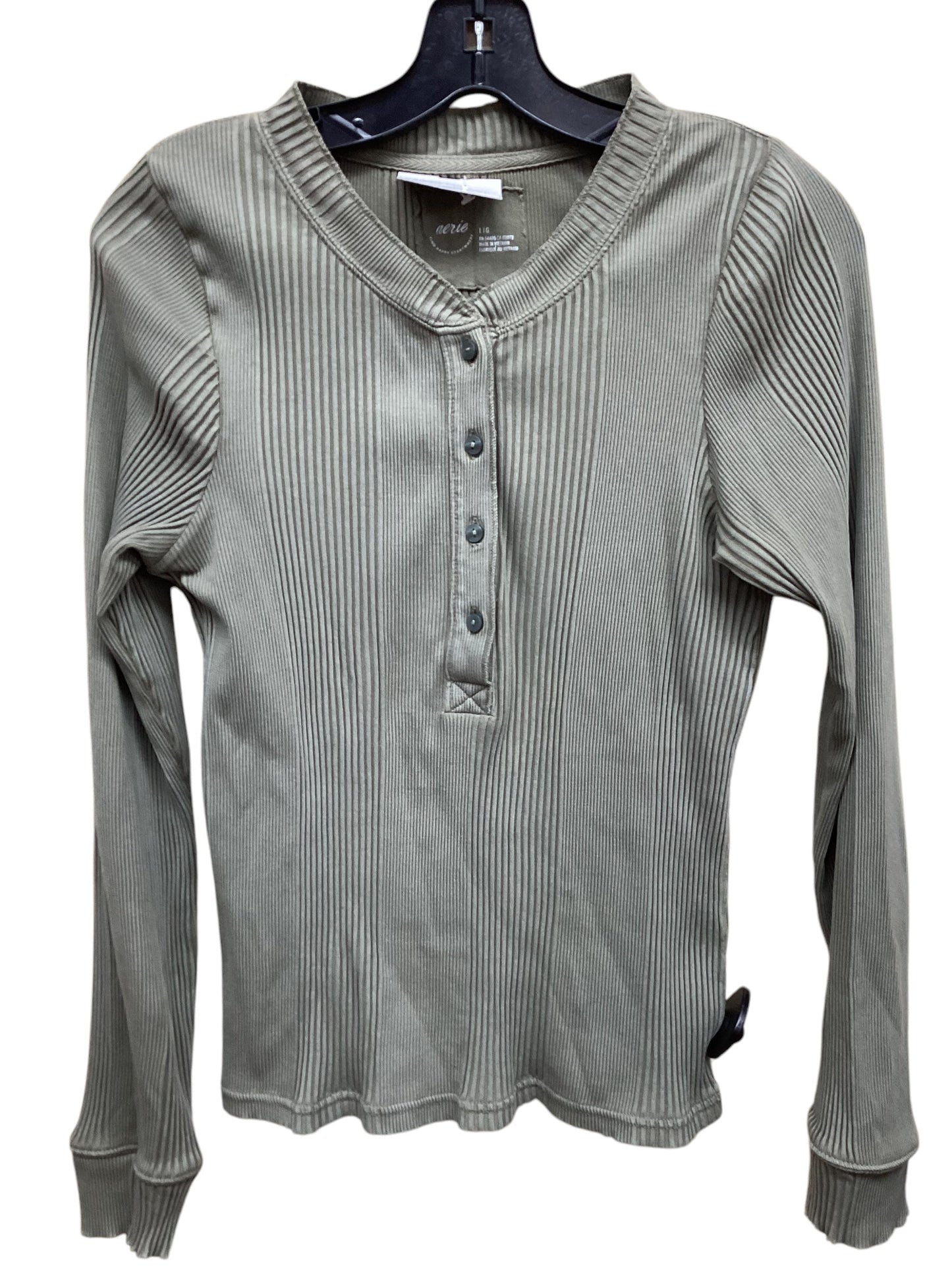 Top Long Sleeve By Aerie In Green, Size: L