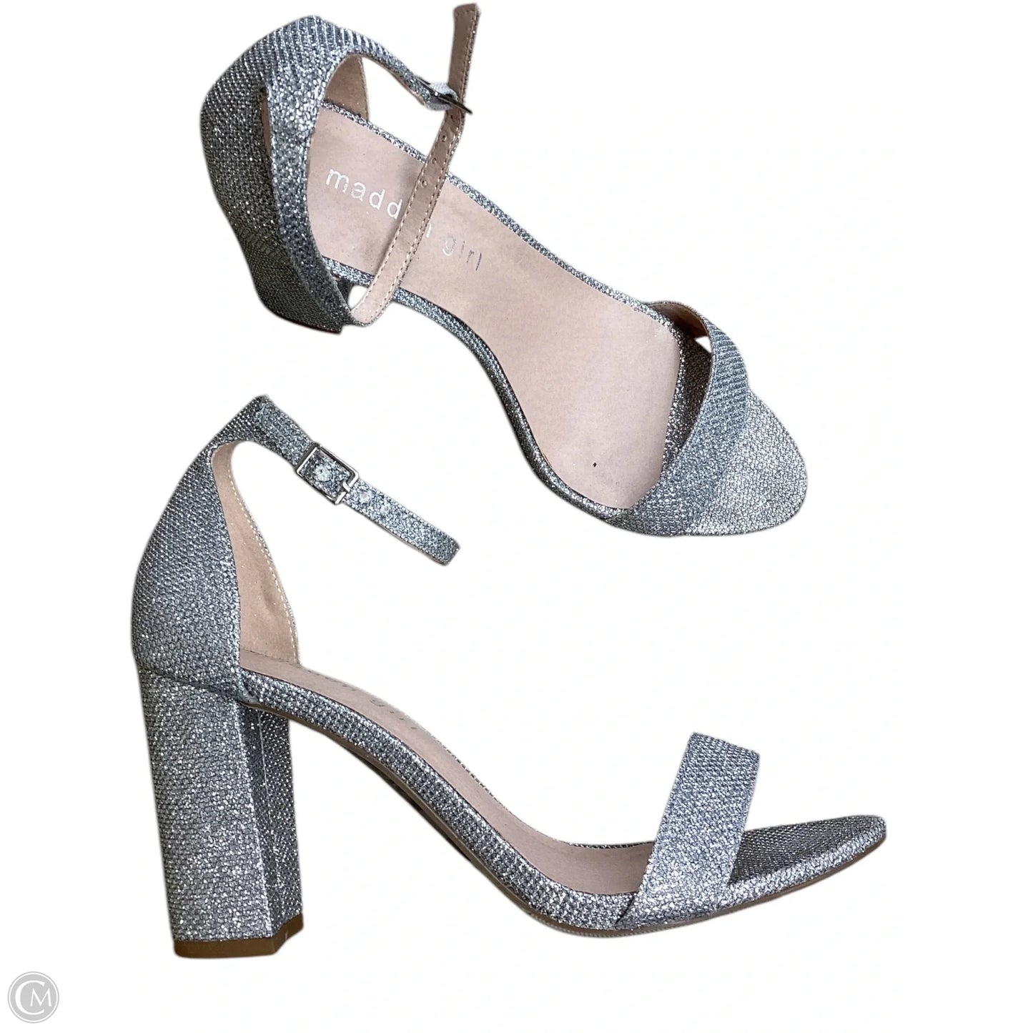 Sandals Heels Block By Madden Girl In Silver, Size: 8