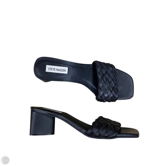 Sandals Heels Block By Steve Madden In Black, Size: 9