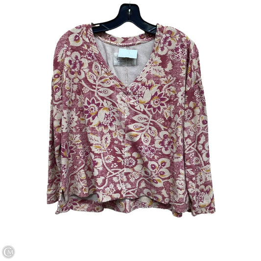 Top Long Sleeve By Pilcro In Pink & Tan, Size: Xs