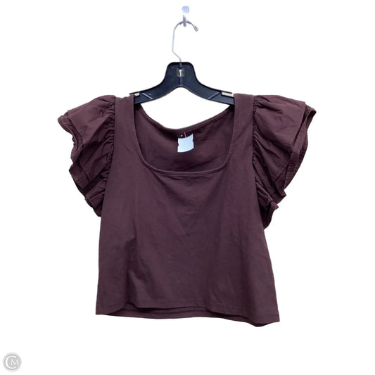 Top Short Sleeve By A New Day In Brown, Size: M