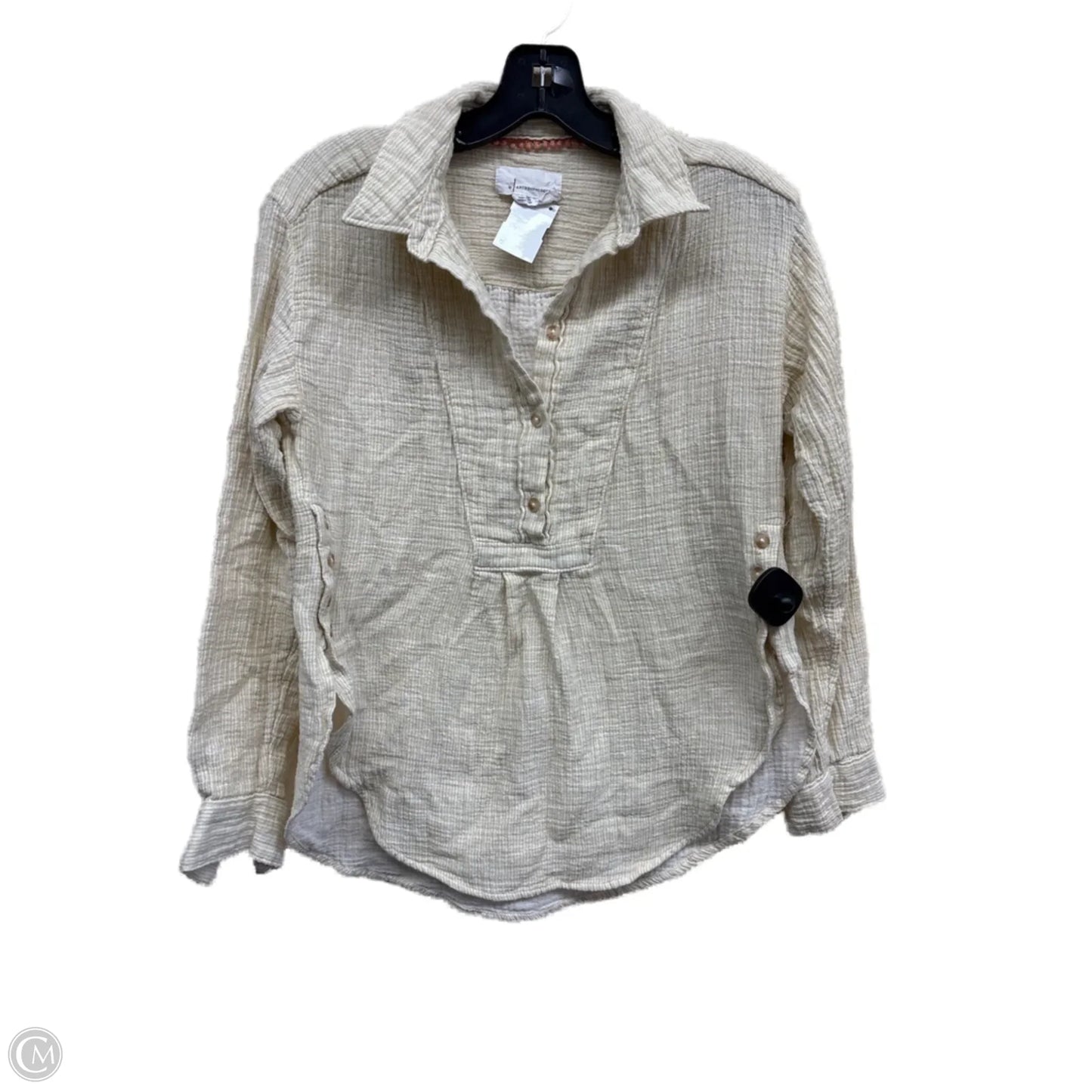 Top Long Sleeve By Anthropologie In Tan, Size: Xs