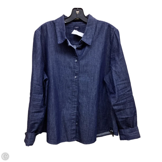 Top Long Sleeve By J. Crew In Blue Denim, Size: Xl