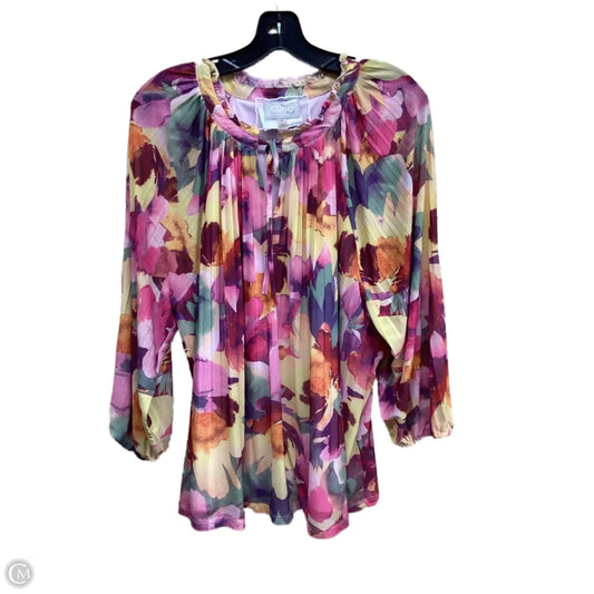Top Long Sleeve By Cupio In Floral Print, Size: 2x