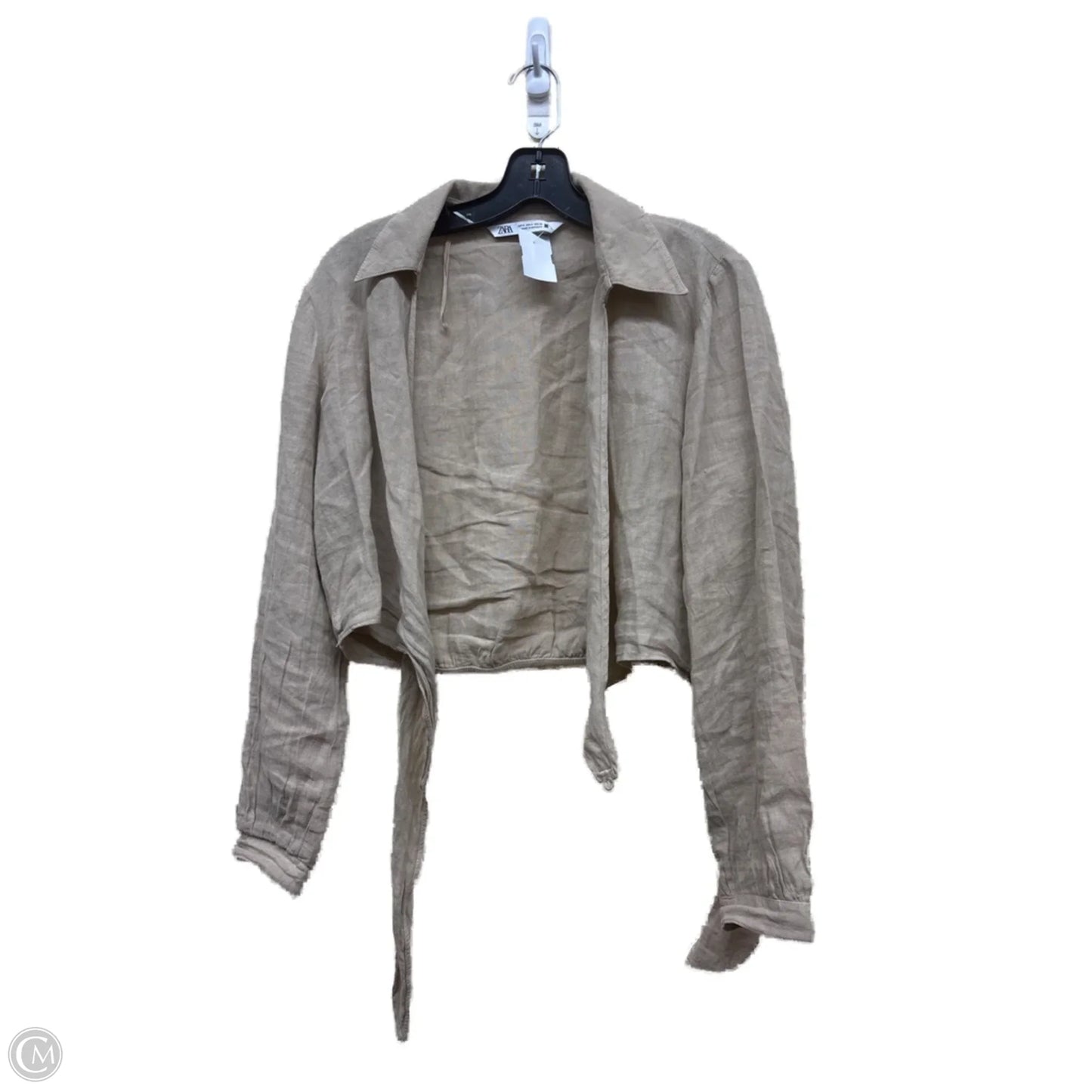 Top Long Sleeve By Zara In Brown, Size: S