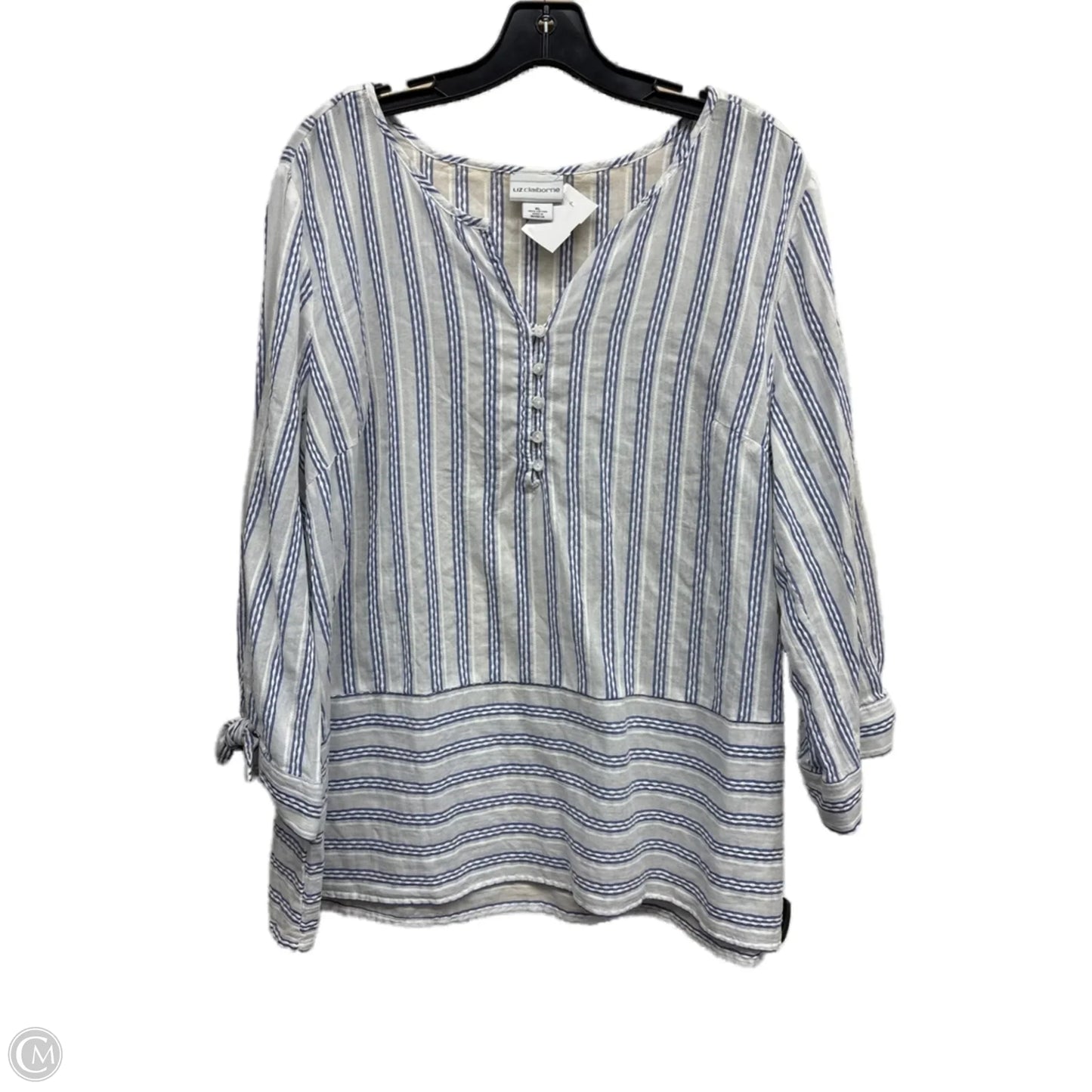 Top Long Sleeve By Liz Claiborne In Striped Pattern, Size: Xl