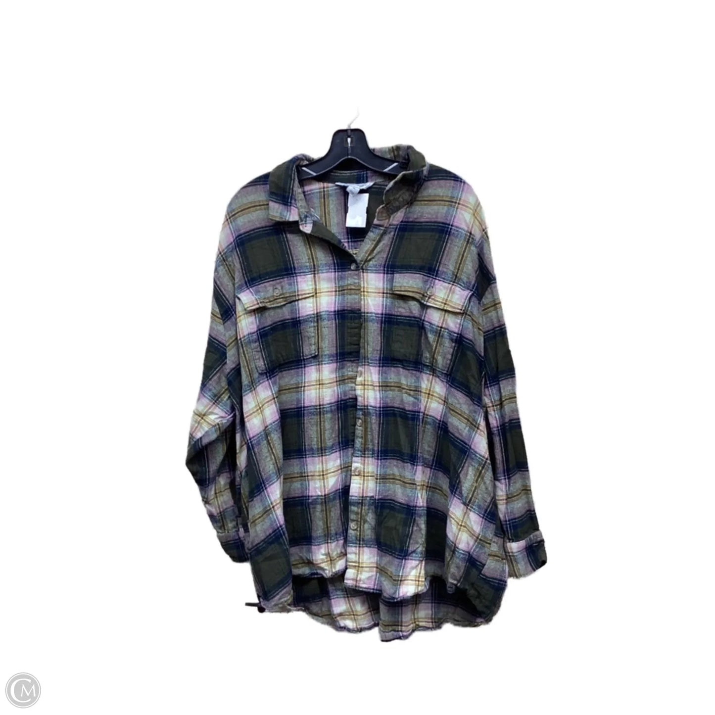 Top Long Sleeve By Old Navy In Plaid Pattern, Size: 3x
