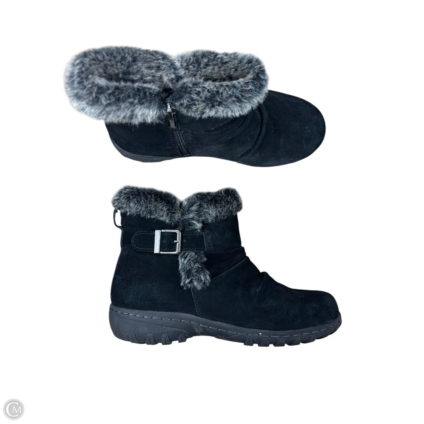 Boots Ankle Flats By Khombu In Black & Grey, Size: 8