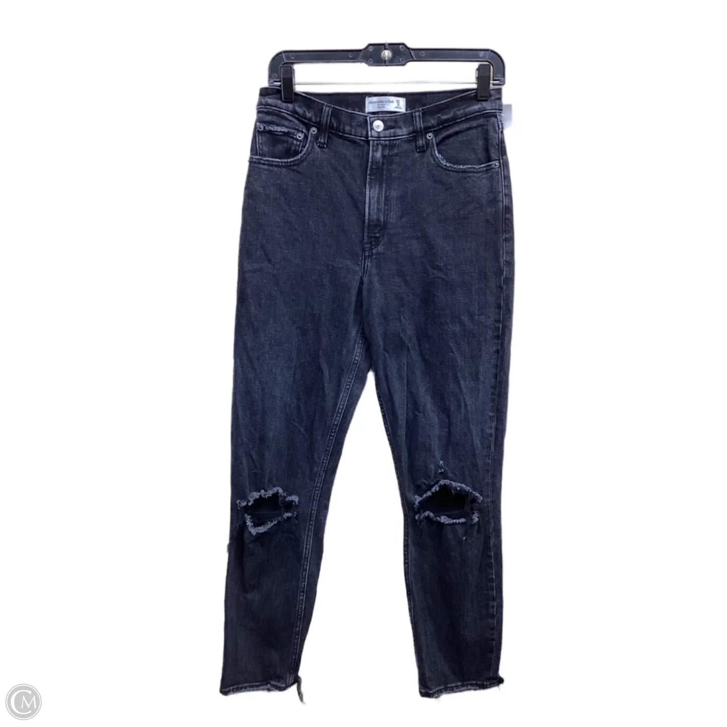 Jeans Straight By Abercrombie And Fitch In Black Denim, Size: 4l