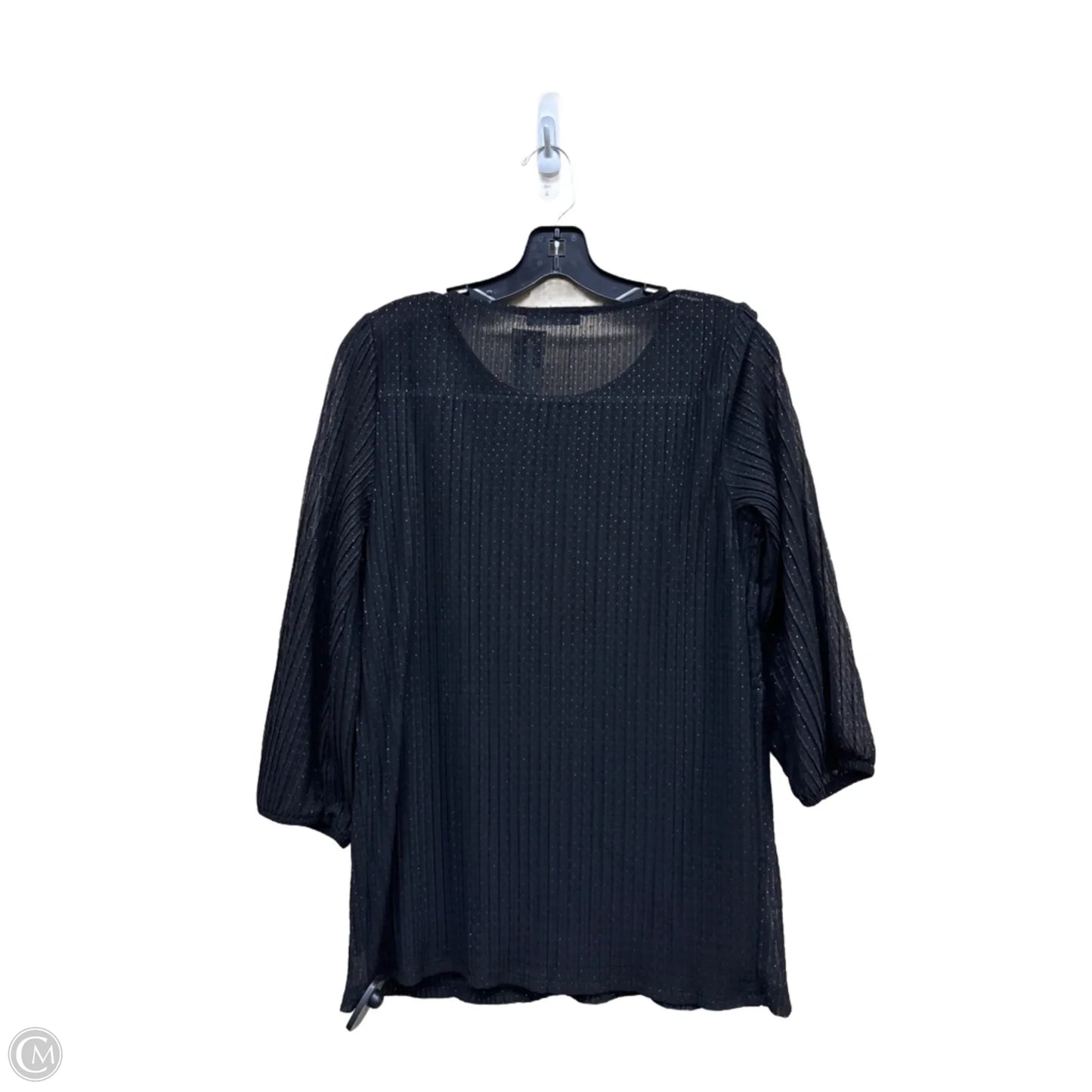 Top Long Sleeve By Adrianna Papell In Black & Gold