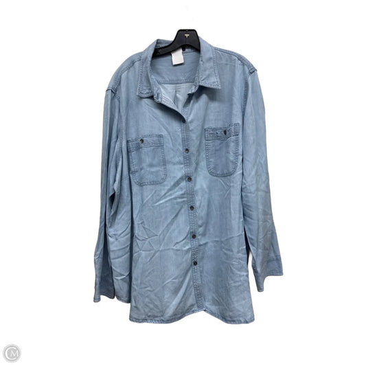 Top Long Sleeve By Chaps In Blue Denim, Size: 2x