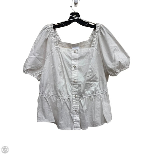 Top Short Sleeve By Liz Claiborne In White, Size: 1x